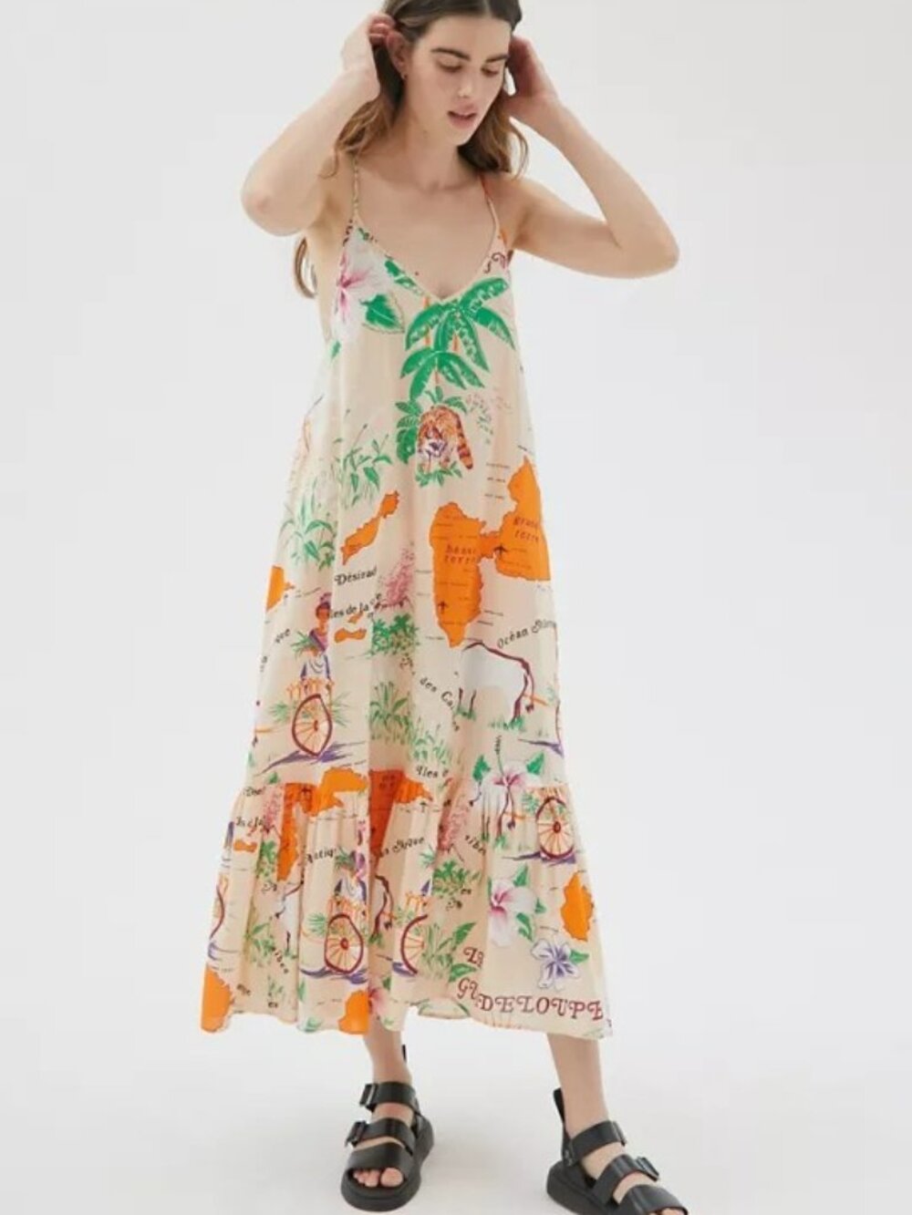 Urban Outfitters Sunkissed Printed Poplin Maxi Dress Size M